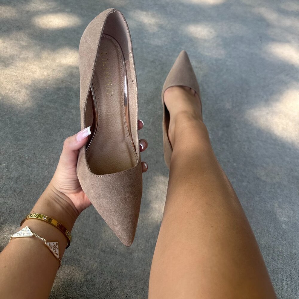 NEW Lilliana Nude High Heels Pointed Toe - Picture 1 of 4